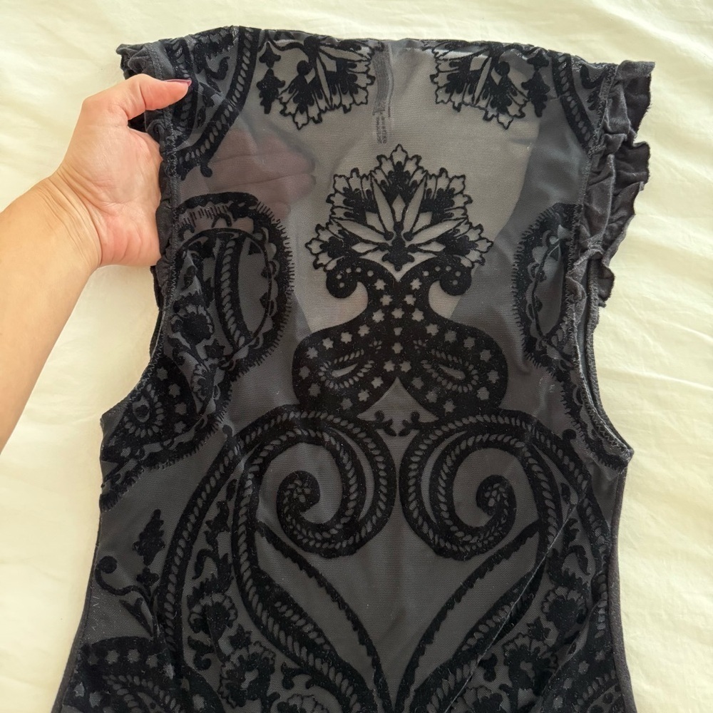 FP Intimately Black Mesh Back Bodysuit